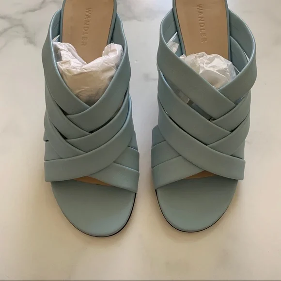 New Wandler Louie woven Italian leather mules in Sky blue EU 39 - Picture 6 of 9